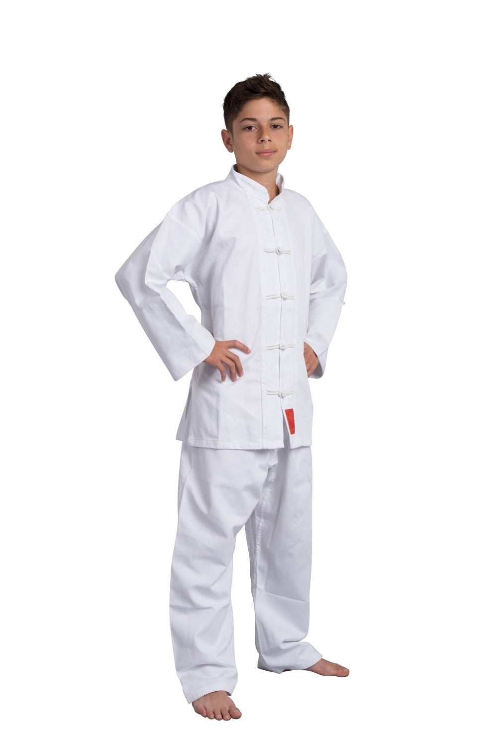 Tenue Kung Fu TEKKA BUDO Shaolin blanche - Pantalon avec ceinture élastique - Taille 140 - 200 cm - Tai Chi Wushu Qi Gong