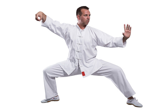 Tenue Kung Fu TEKKA BUDO Shaolin blanche - Pantalon avec ceinture élastique - Taille 140 - 200 cm - Tai Chi Wushu Qi Gong