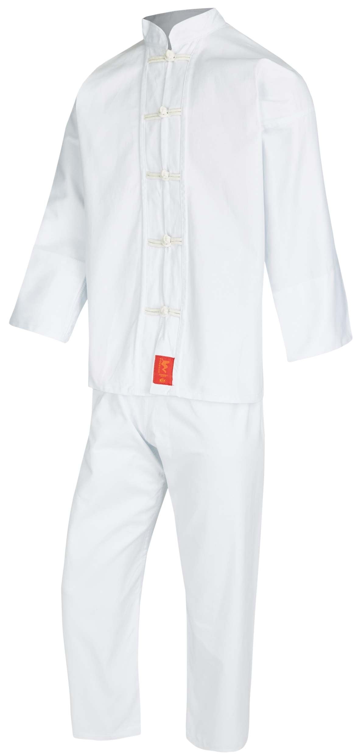 Tenue Kung Fu TEKKA BUDO Shaolin blanche - Pantalon avec ceinture élastique - Taille 140 - 200 cm - Tai Chi Wushu Qi Gong