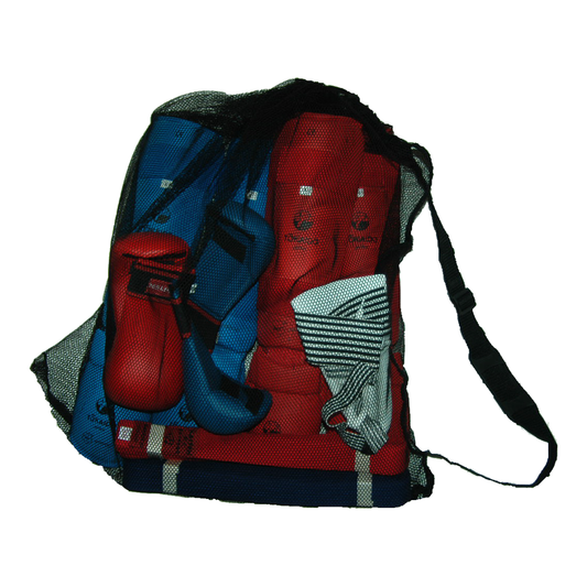 Sac en filet Kaiten Karate Kumite Noir - 60 x 70 cm - avec cordon de serrage et sangle de transport
