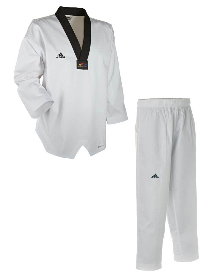 Uniforme de Taekwondo adidas adichamp III, revers noir ADITCH03 Dobok veste à col en V