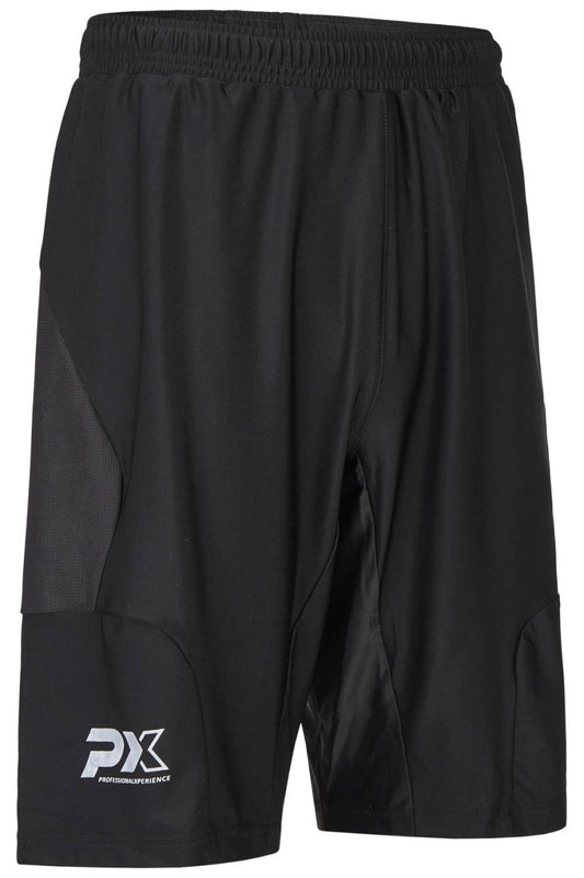 Short d'entraînement PX Gym Line noir - tissu fonctionnel avec empiècements extensibles - pantalon de sport fitness - tailles XS à XXL