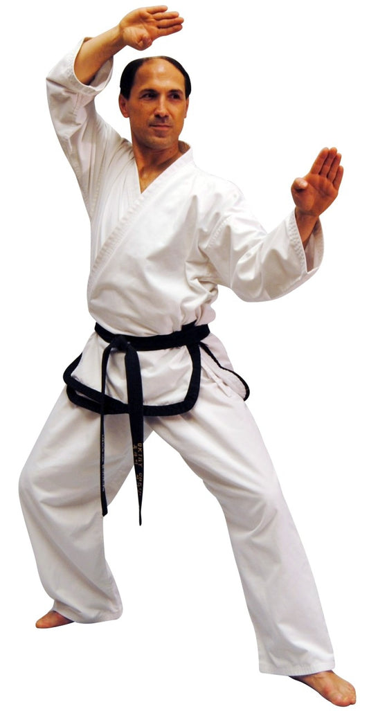 Tenue de Taekwondo Maître Traditionnel, Rayures Noires - ENSEMBLE (Veste Traditionnelle, Pantalon Élastique)