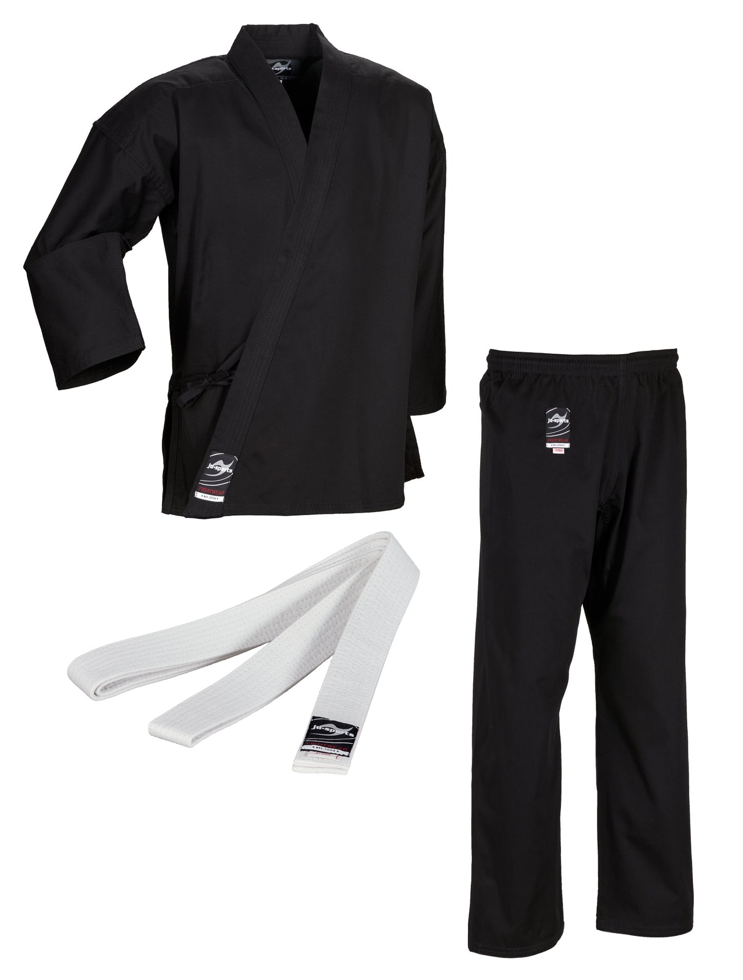 Tenue de karaté pour débutant noire 8 oz - Gi léger pour débutant noir