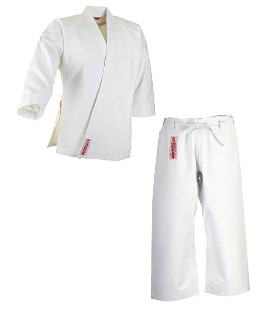 Tenue de karaté Master blanche 12 oz (poids moyen) - Laçage de pantalon traditionnel
