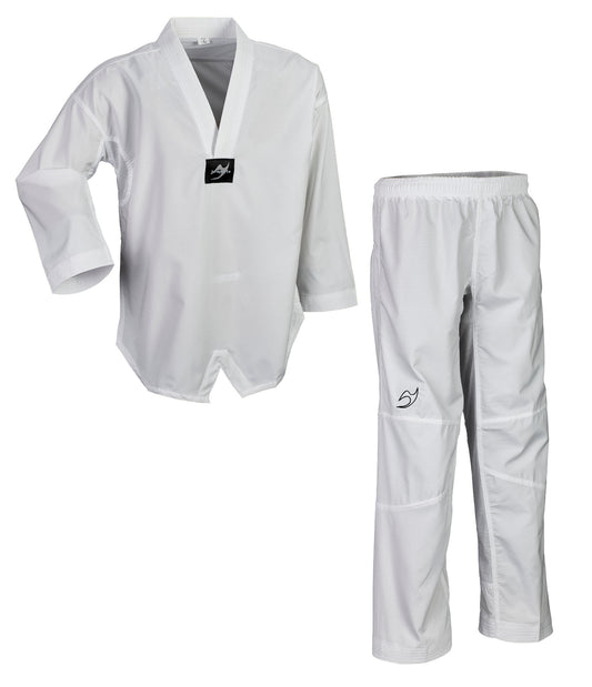 Uniforme de Taekwondo étudiant pro revers blanc avec inserts en maille