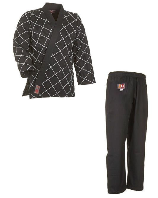 Combinaison Hapkido noire - veste blanche à motif losanges