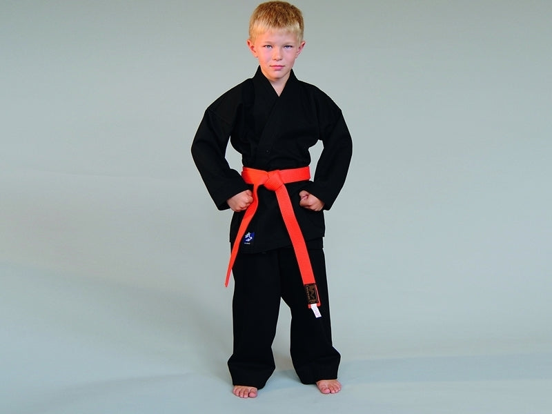 Tenue de Ninjutsu noire 210 g - Ensemble Ninjutsu Gi (veste, pantalon avec ceinture élastique, ceinture blanche) pour débutants, enfants et adultes