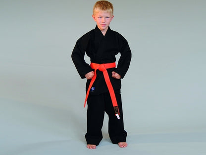 Tenue de Ninjutsu noire 210 g - Ensemble Ninjutsu Gi (veste, pantalon avec ceinture élastique, ceinture blanche) pour débutants, enfants et adultes
