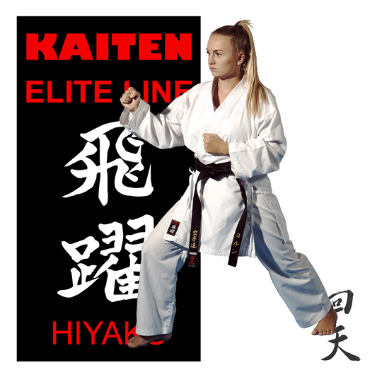 KAITEN Kumite Karate Suit Hiyaku WKF - Karate Gi blanc 6 oz - Pantalon avec ceinture élastique