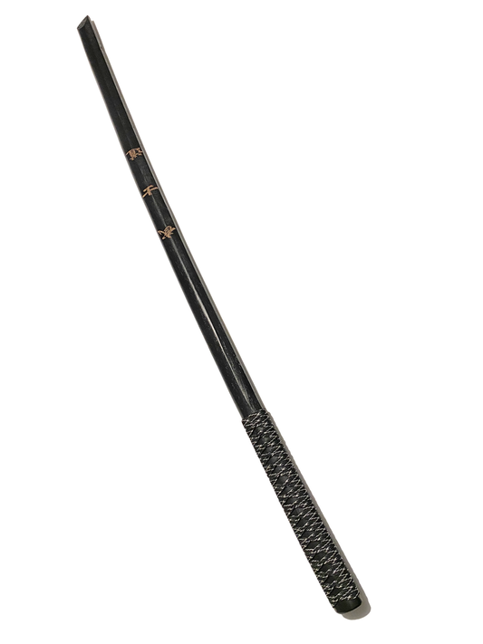 Bokken Daito 100 cm noir avec personnages, en bois avec enroulement sur le manche