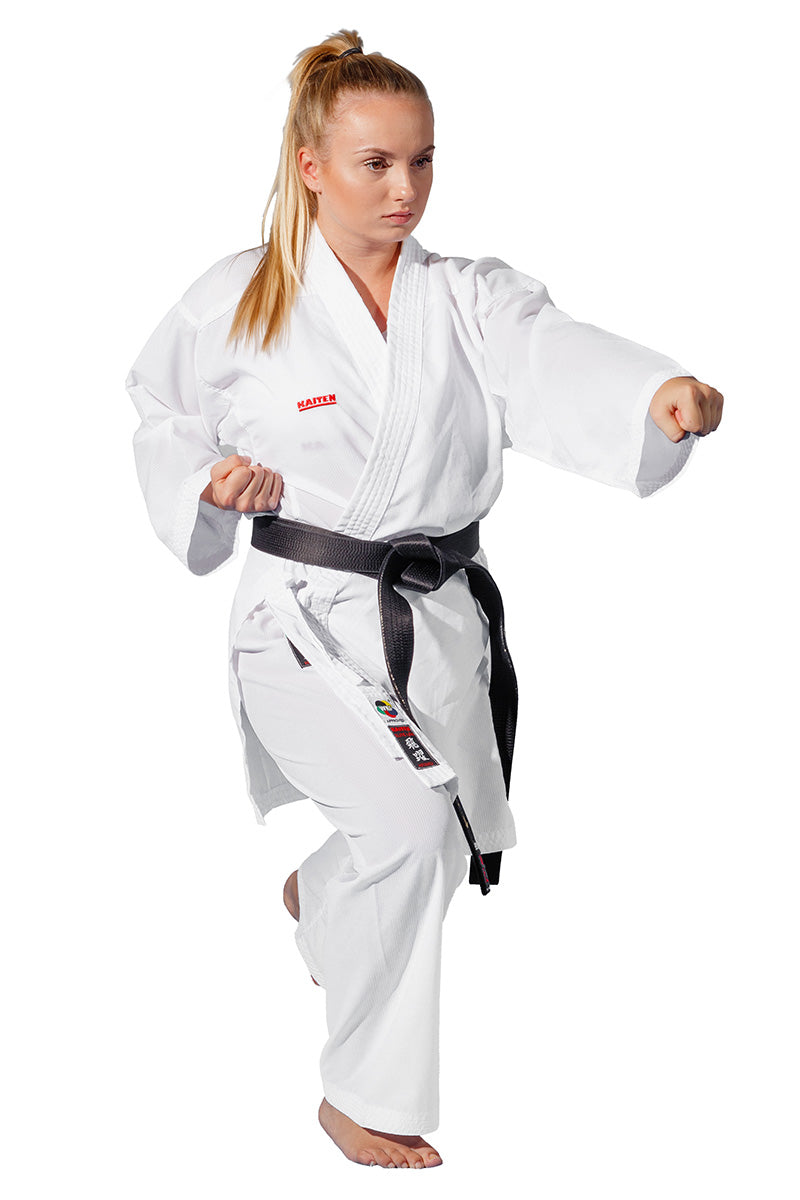 KAITEN Kumite Karate Suit Hiyaku WKF - Karate Gi blanc 6 oz - Pantalon avec ceinture élastique