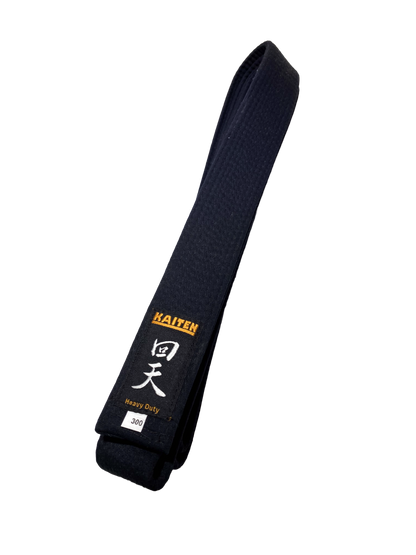 Ceinture de karaté Kaiten noire extra épaisse - 4,5 cm de large - ceinture noire coton - longueur 275 à 350 cm