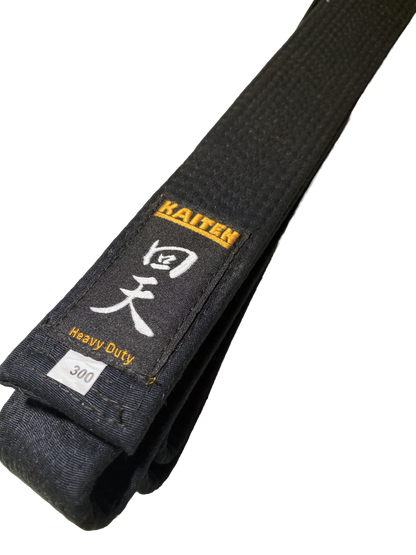Ceinture de karaté Kaiten noire extra épaisse - 4,5 cm de large - ceinture noire coton - longueur 275 à 350 cm