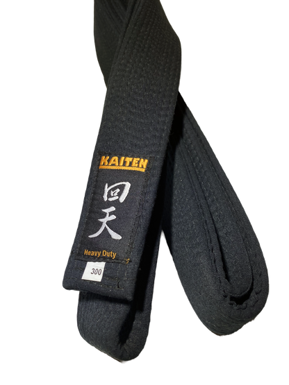 Ceinture de karaté Kaiten noire extra épaisse - 4,5 cm de large - ceinture noire coton - longueur 275 à 350 cm
