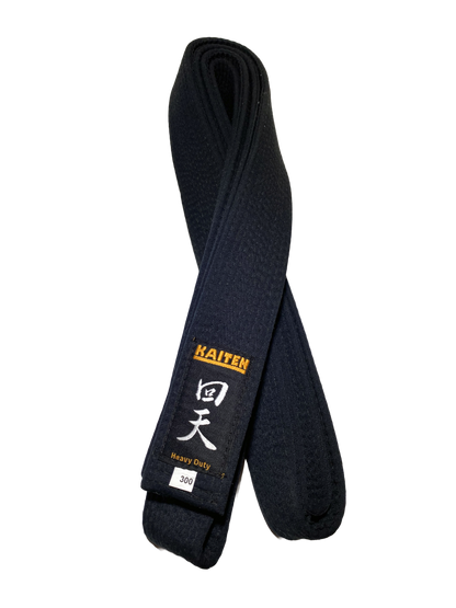 Ceinture de karaté Kaiten noire extra épaisse - 4,5 cm de large - ceinture noire coton - longueur 275 à 350 cm