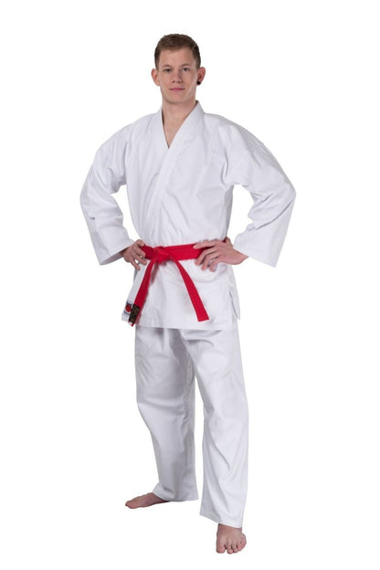 Karateanzug BUSHIDO Profi 12oz schwer Canvas weiß (Karatejacke, Karatehose mit Gummibund)