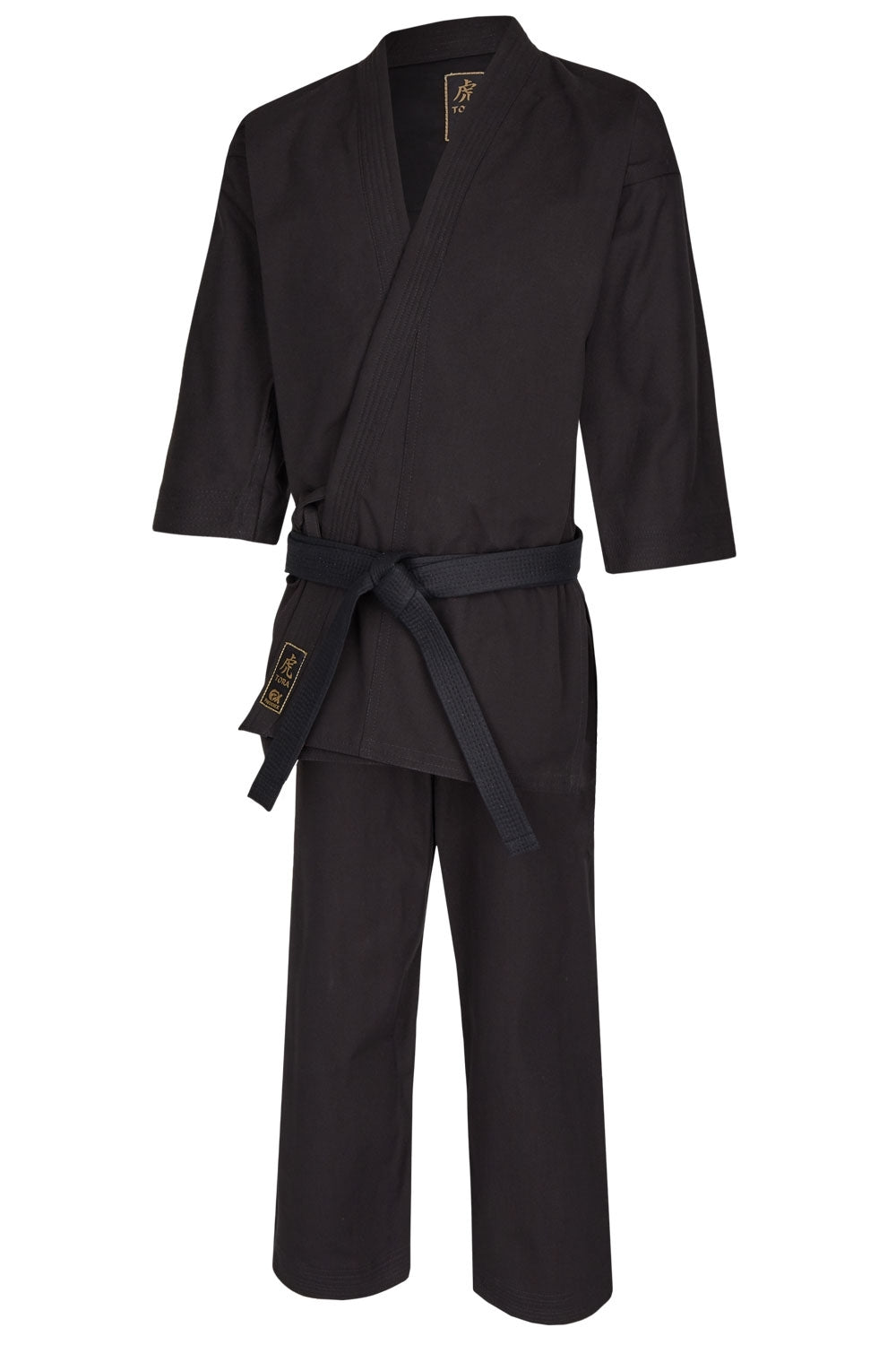 Hapkido Suit Pro Extra noir 14 oz lourd - Ensemble Hapkido Gi (veste, pantalon avec cordon de serrage) tissu en toile