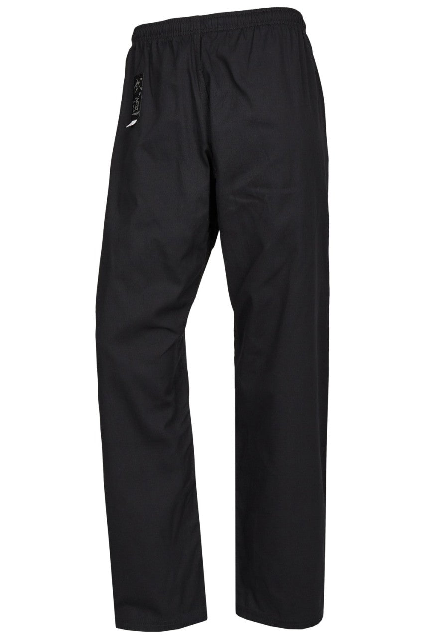 Pantalon d'arts martiaux standard 8 oz noir avec ceinture élastique - Karaté, Taekwondo