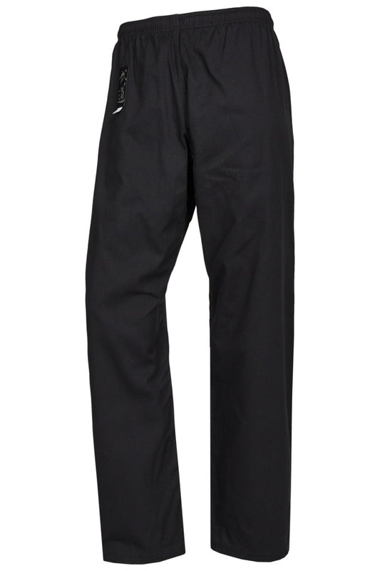 Pantalon d'arts martiaux standard 8 oz noir avec ceinture élastique - Karaté, Taekwondo