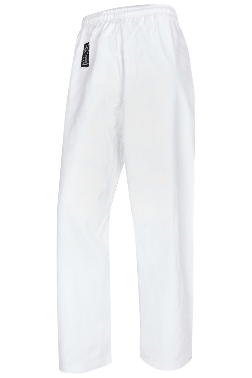 Pantalon d'arts martiaux standard 8 oz blanc avec ceinture élastique - Karaté, Taekwondo