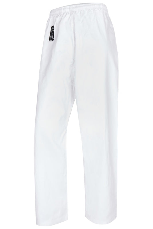 Pantalon d'arts martiaux standard 8 oz blanc avec ceinture élastique - Karaté, Taekwondo