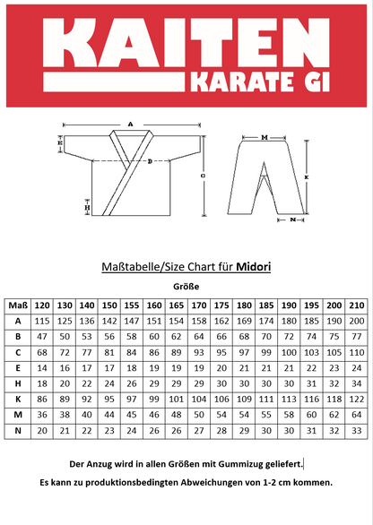 KAITEN Karateanzug Midori (Green Line) 6 oz - Kumite Gi (leicht, atmungsaktiv) - Recyceltes Polyester