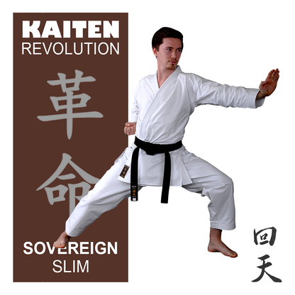 Tenue de karaté KAITEN Sovereign SLIM - Karaté Gi blanc 10 oz coton - Pantalon avec ceinture élastique