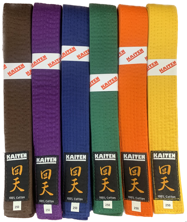 Ceinture de Karaté KAITEN Jaune - Largeur 4 cm - Ceinture Jaune Coton - Longueur 230 à 350 cm