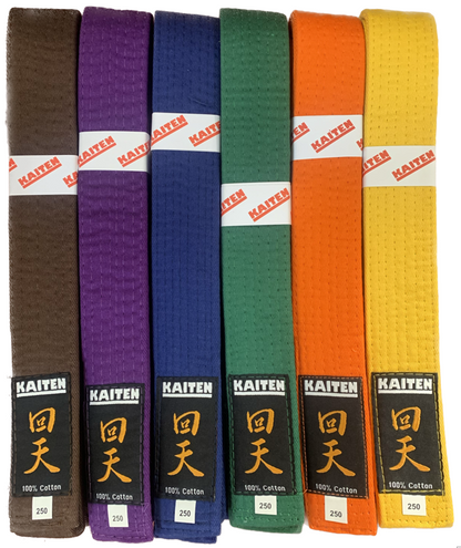 Ceinture de Karaté KAITEN Jaune - Largeur 4 cm - Ceinture Jaune Coton - Longueur 230 à 350 cm