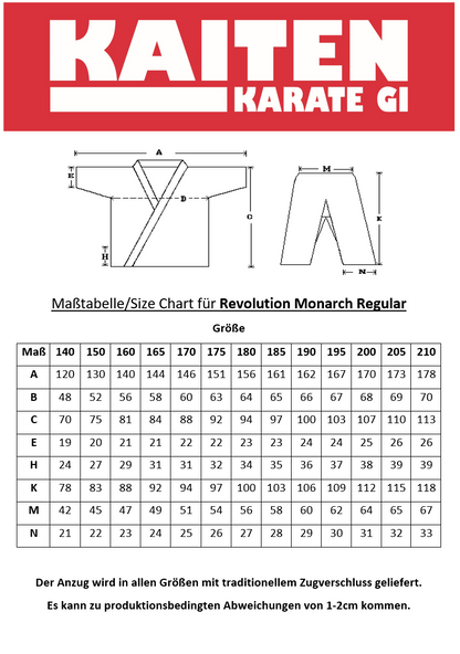 Tenue de karaté KAITEN Monarch REGULAR - Karaté Gi blanc 14 oz coton - Pantalon avec cordon de serrage