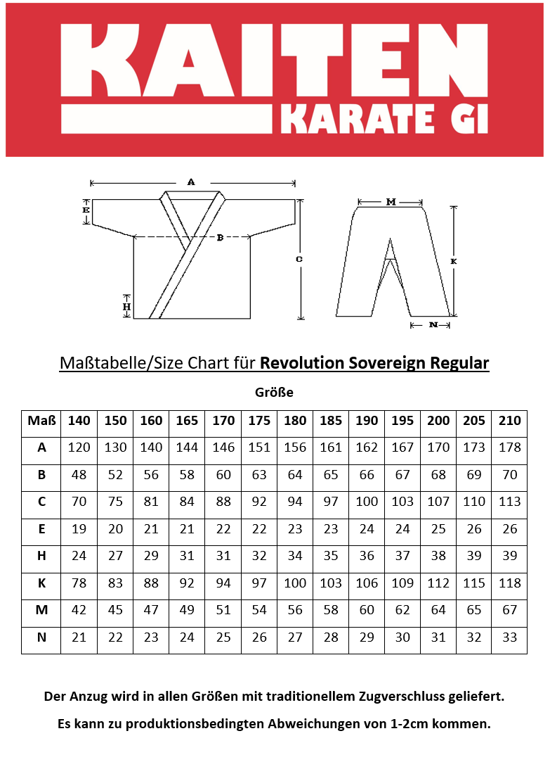 Tenue de karaté KAITEN Sovereign REGULAR - Karaté Gi blanc 10 oz coton - Pantalon avec cordon de serrage