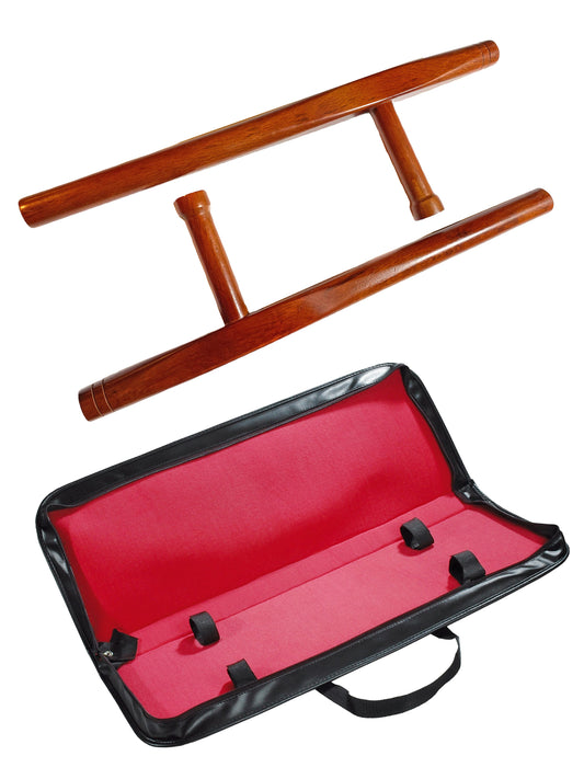 SET Tonfa Chêne Rouge avec Sac d'Arme - 51 cm (Paire) Forme Ronde