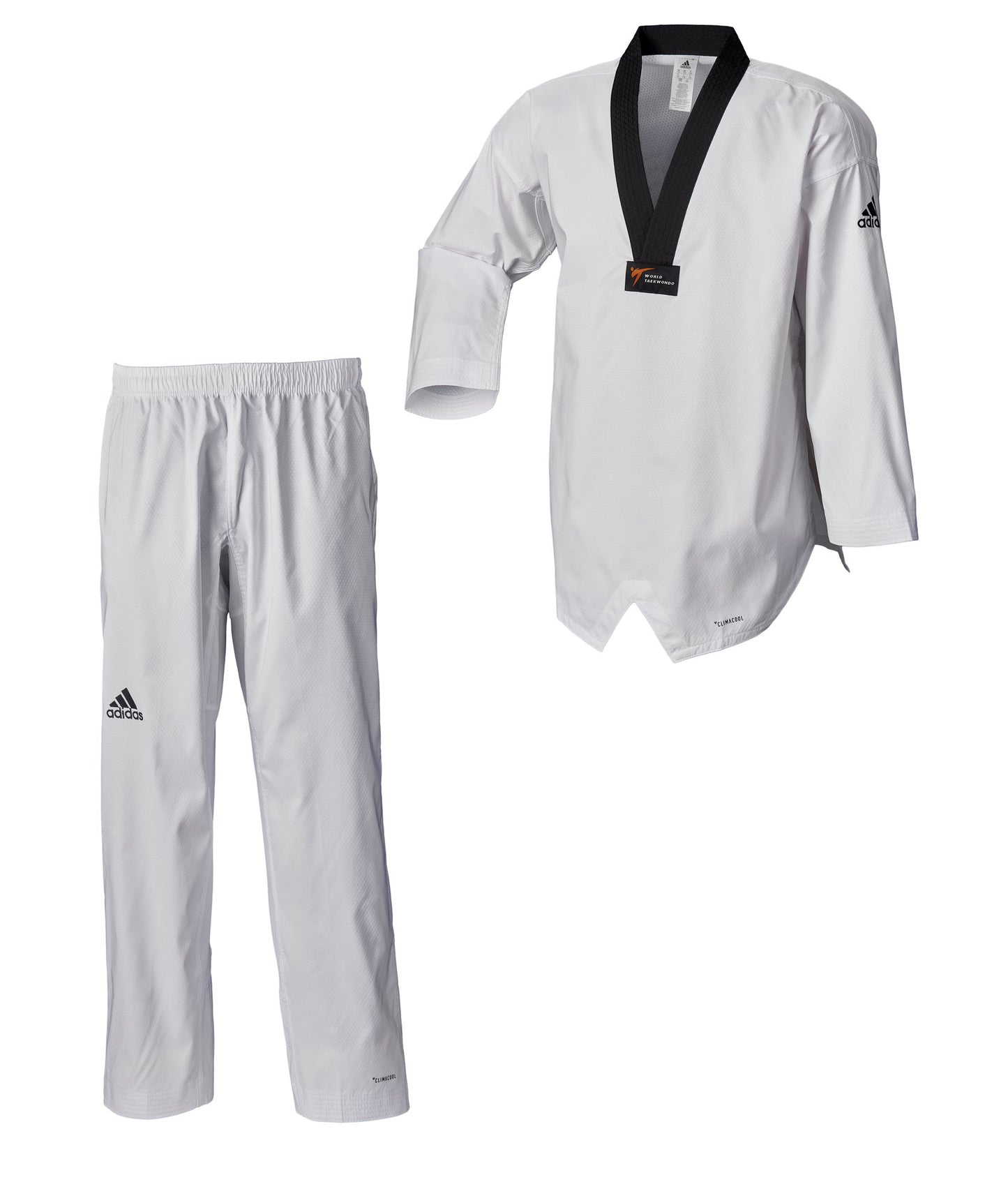 Uniforme de taekwondo adidas, adi Fighter Eco WT, veste dobok noire à col en V