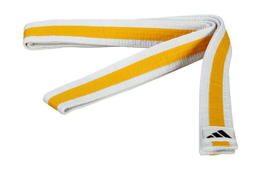 Ceinture adidas blanche/jaune/blanche, ceinture de karaté, ceinture de judo, ceinture de taekwondo