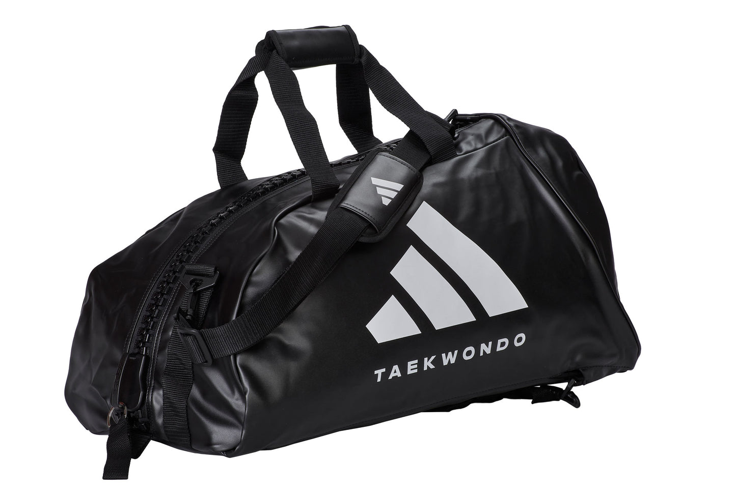 Sac de Taekwondo 2 en 1 adidas, taille M - L, noir et blanc, sac à dos et sac de transport, PU, ​​adiACC051T