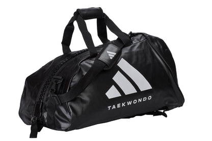 Sac de Taekwondo 2 en 1 adidas, taille M - L, noir et blanc, sac à dos et sac de transport, PU, ​​adiACC051T