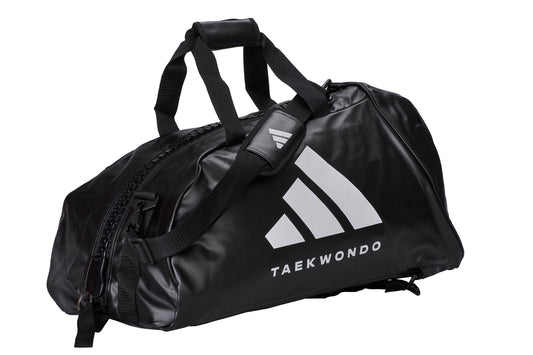 Sac de Taekwondo 2 en 1 adidas, taille M - L, noir et blanc, sac à dos et sac de transport, PU, ​​adiACC051T