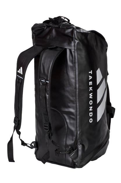 Sac de Taekwondo 2 en 1 adidas, taille M - L, noir et blanc, sac à dos et sac de transport, PU, ​​adiACC051T