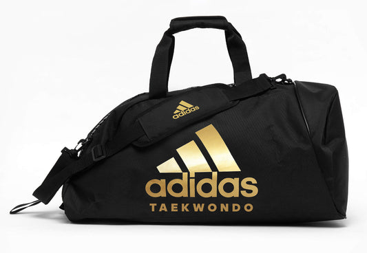 Sac de sport 2 en 1 Adidas Taekwondo Bag, taille M - L, noir et or, nylon, sac à dos de transport adiACC052T