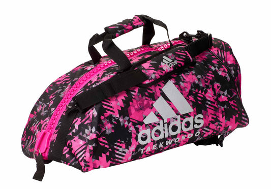 Sac de sport 2 en 1 Adidas Taekwondo Bag, tailles M et L, camouflage rose et argent, sac de transport à dos adiACC058T
