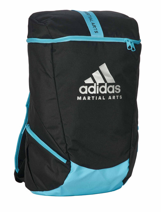 Sac à dos de sport adidas pour arts martiaux, taille M-L, noir et bleu clair, adiACC090MA