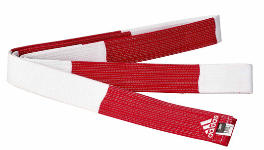 Ceinture adidas Grandmaster 6e Dan rouge/blanc 4,5 cm, ceinture de karaté, ceinture de judo, ceinture de taekwondo