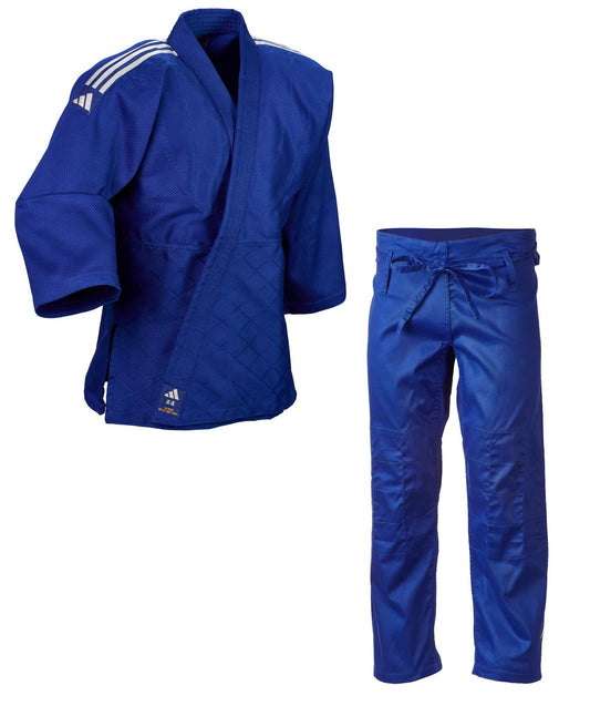Tenue de judo adidas Club Bleu/Argent, Kimono de judo J350 (veste et pantalon de judo)