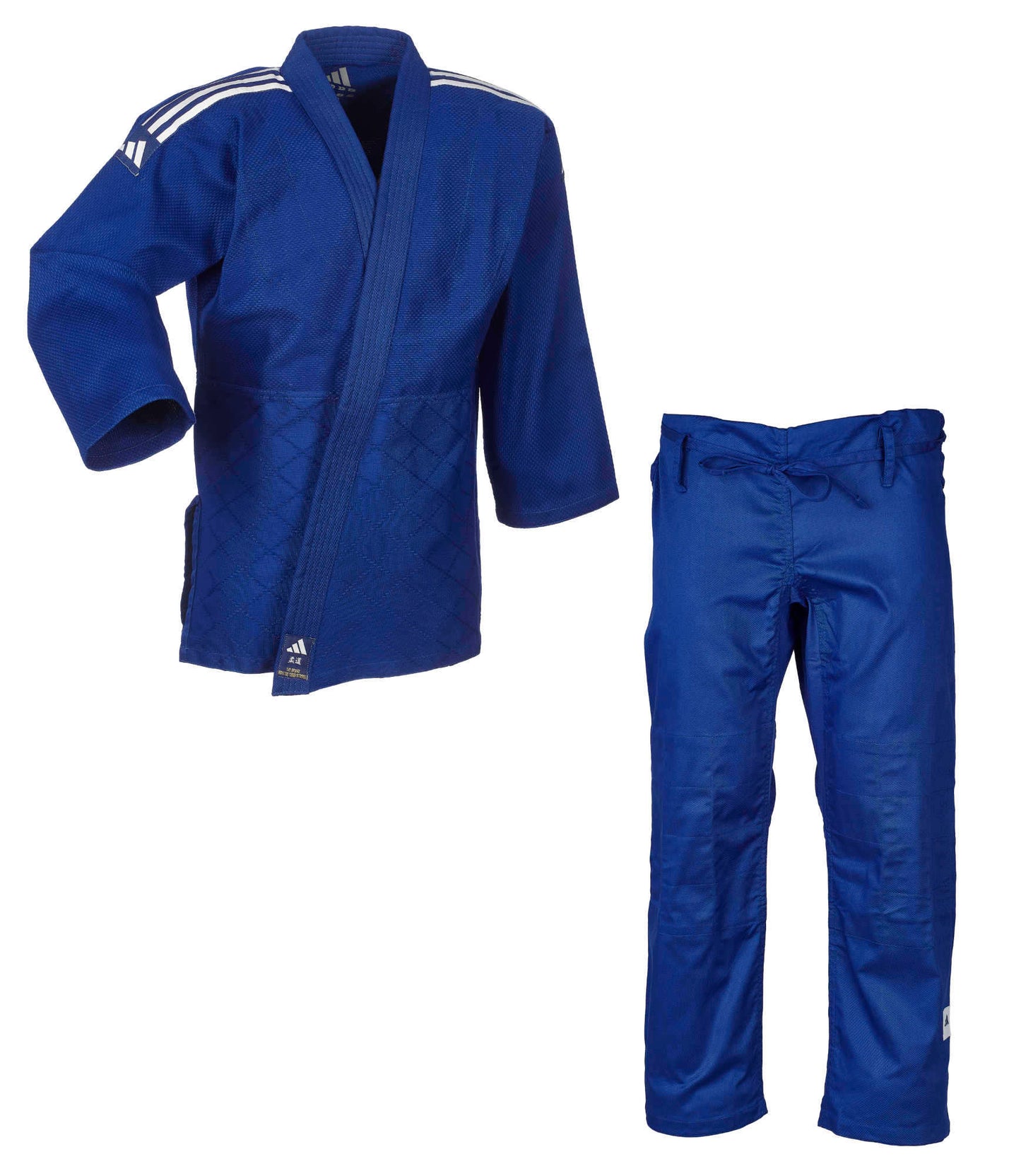 Tenue de judo adidas Club à rayures bleues et blanches, kimono de judo J350B (veste et pantalon de judo)