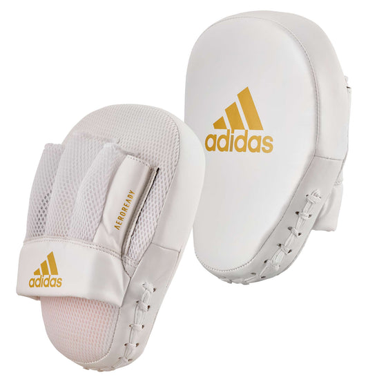 Paire de gants de frappe Adidas Speed ​​Coach, blanc-doré ADISBAC014, gants de frappe, protections