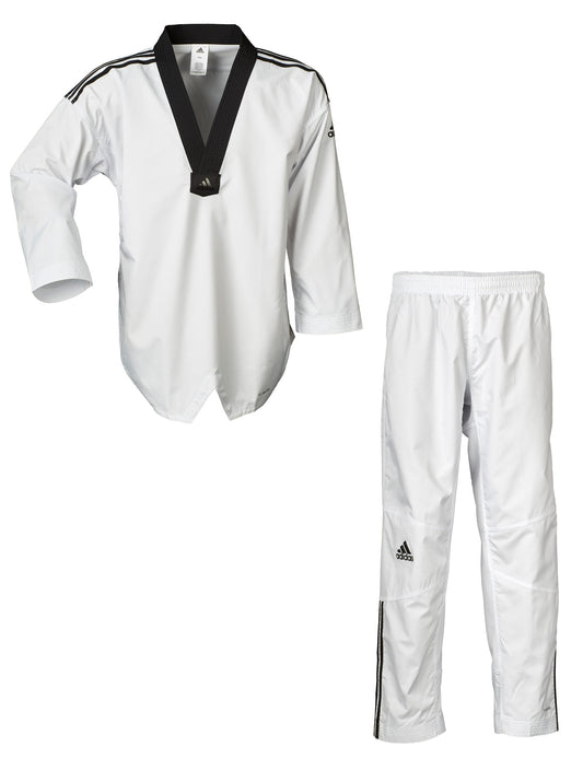 Uniforme de Taekwondo Adidas, Combattant à rayures, Veste Dobok à enfiler et col en V ADITF02