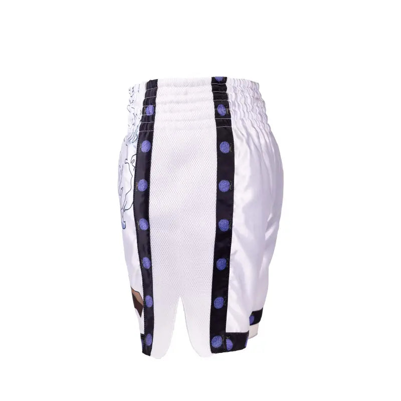 Short de boxe thaï Anime Athletics HEARTBEAT blanc-noir - Pantalon de boxe thaï à ceinture large