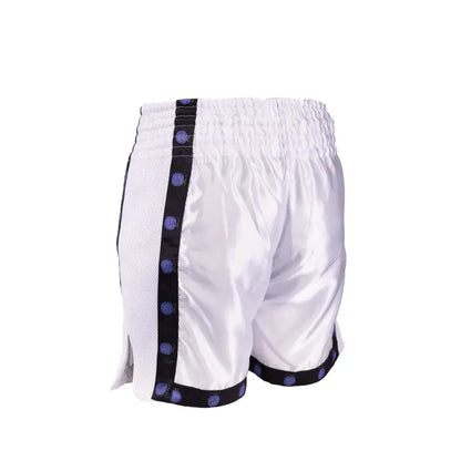 Short de boxe thaï Anime Athletics HEARTBEAT blanc-noir - Pantalon de boxe thaï à ceinture large