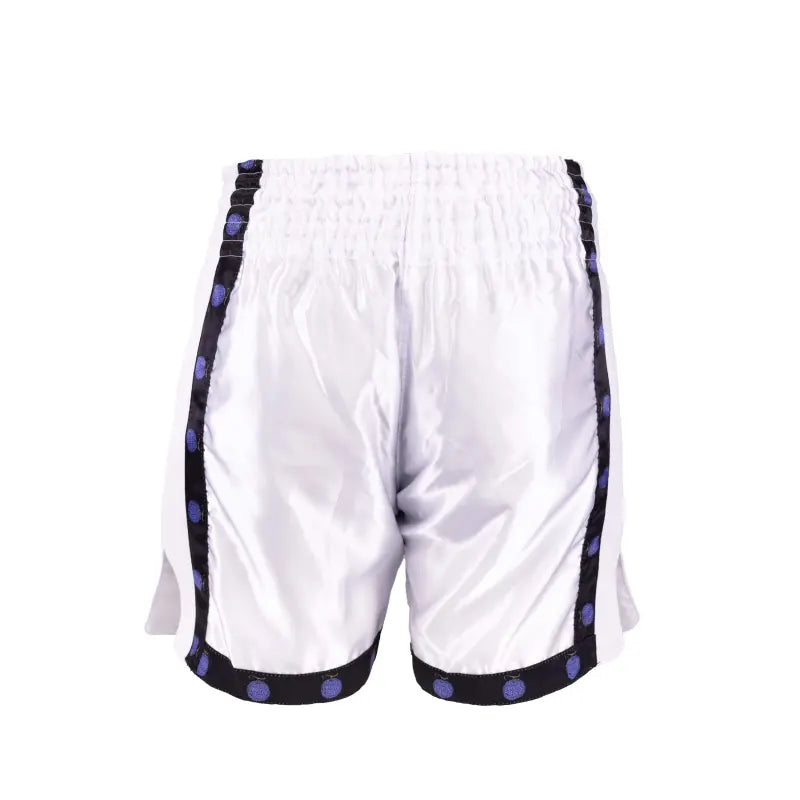 Short de boxe thaï Anime Athletics HEARTBEAT blanc-noir - Pantalon de boxe thaï à ceinture large